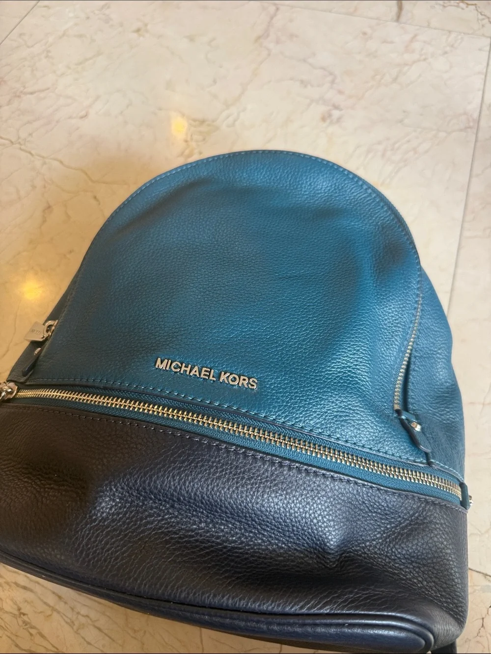 Michael Kors Teal and Navy Pebbled Leather Backpack NEVER WORN BRAND NEW